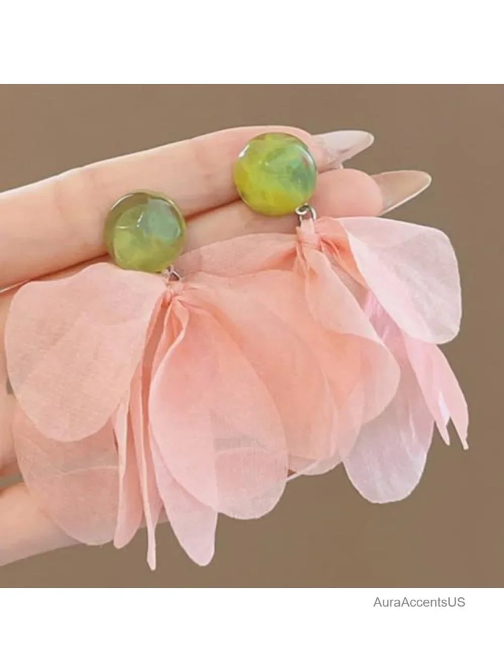 Chunky Big Flower Fabric Dangle Earrings Boho Vintage Large Cloth Floral Stud